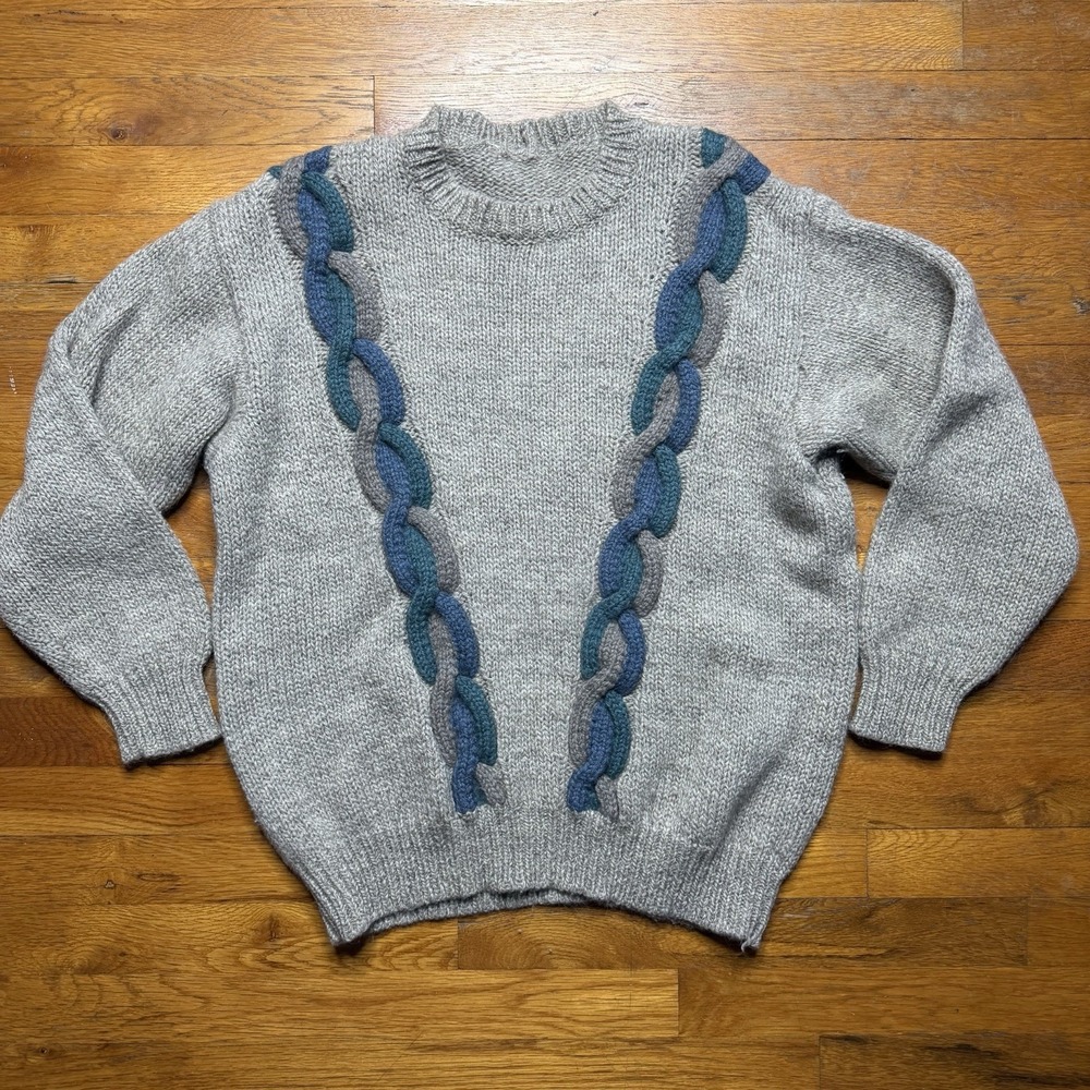 Vintage Abercrombie Fitch Cable Knit Shetland Wool Crewneck Sweater Sz M / L‎
